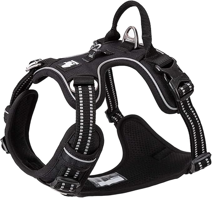 TRUE LOVE Dog Harness No Pull Nylon Reflective Pet Harness Adjustable Comfortable Control Step-in Brilliant Colors Truelove TLH56512 XL Black
