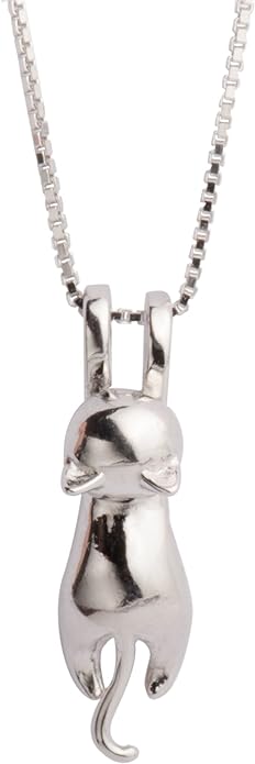 S.Leaf Sterling Silver Cat Necklace - Kitten Jewelry for Women, Cat Mom Gifts