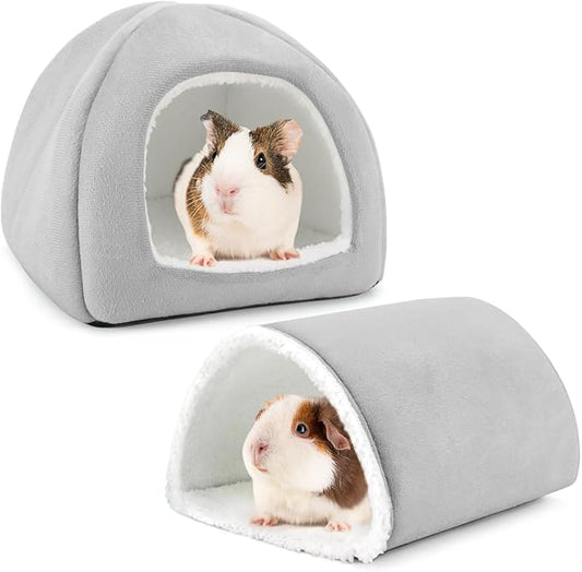 Guinea Pig Hideout and Tunnel Set, Soft Plush Bed & Play Tunnel for Guinea Pigs, Rabbits, Ferrets, Small Animals - Washable Accessories for Resting, Hiding, Exercising