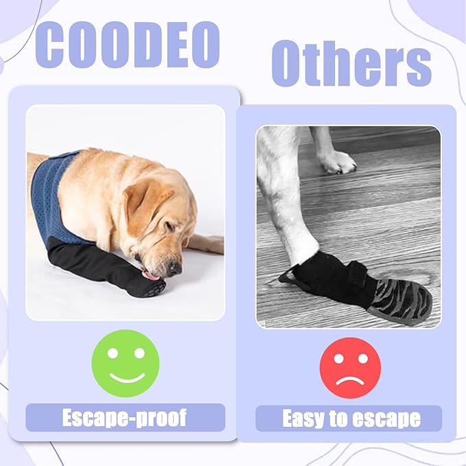 COODEO Dog Socks to Prevent Licking Paws, Healing Boots & Paw Protectors with Non-Slip Bottoms for Wound Protection, Waterproof Sleeve Shoes for Licking（Blue，3XL_Right