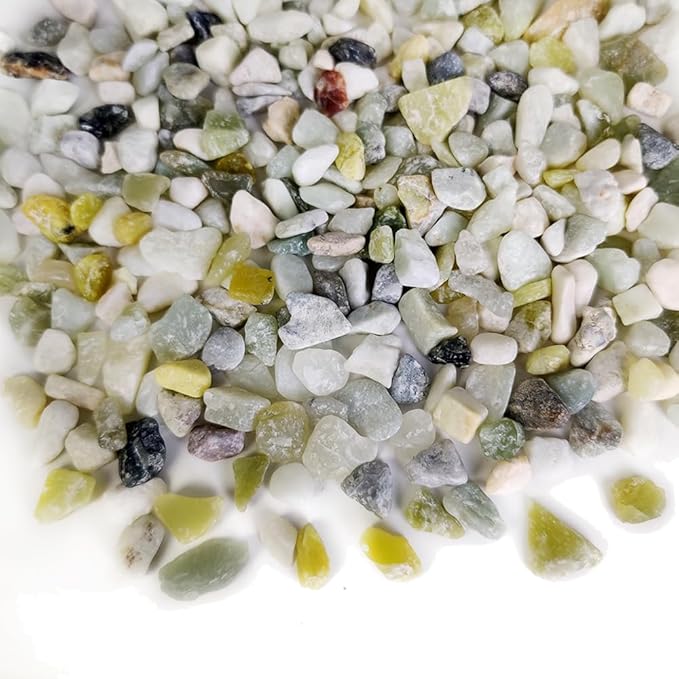 Small Natural Rocks Decorative Pebbles Tiny Gravel for Aquarium Gravels,Fish Turtle Tank,Soil Cover, Indoor Outdoor Garden Succulent Plants Top Dressing,Zen Garden,Vase Fillers,2 LB,Light Green Mix