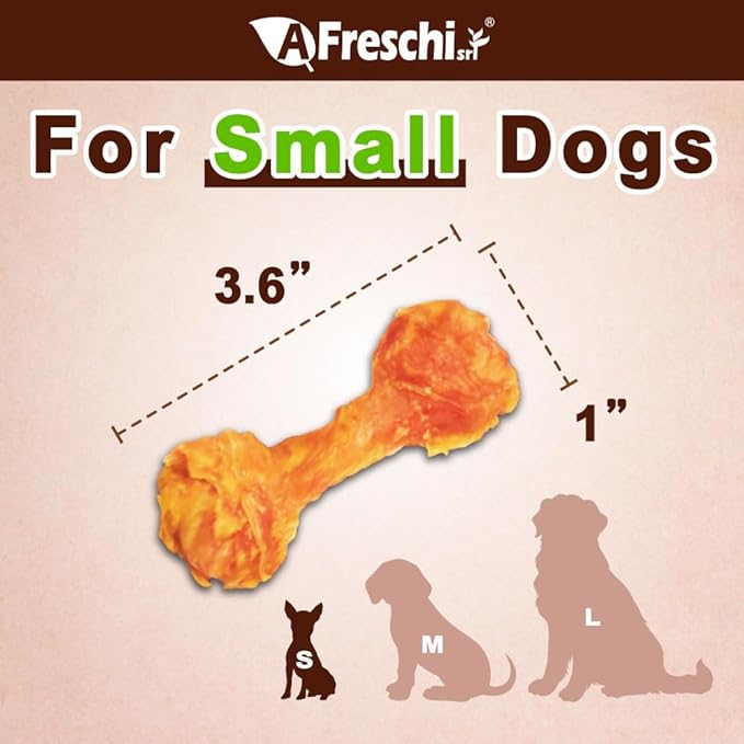 Afreschi Natural Turkey Tendon Bone (S) 8 oz, USA-Sourced Turkey Tendon, All Natural Puppy Chew, Hypoallergenic, Rawhide Alternative, for Small Breeds