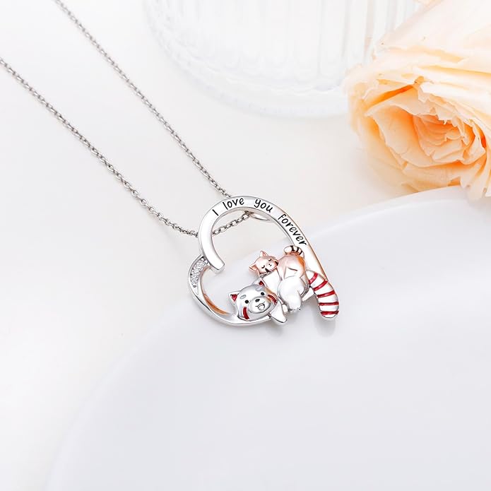 S925 Sterling Silver Mother Daughter Necklace Forever Love Giraffe Panda Dolphin Animal Pendant Jewelry for Women Adults