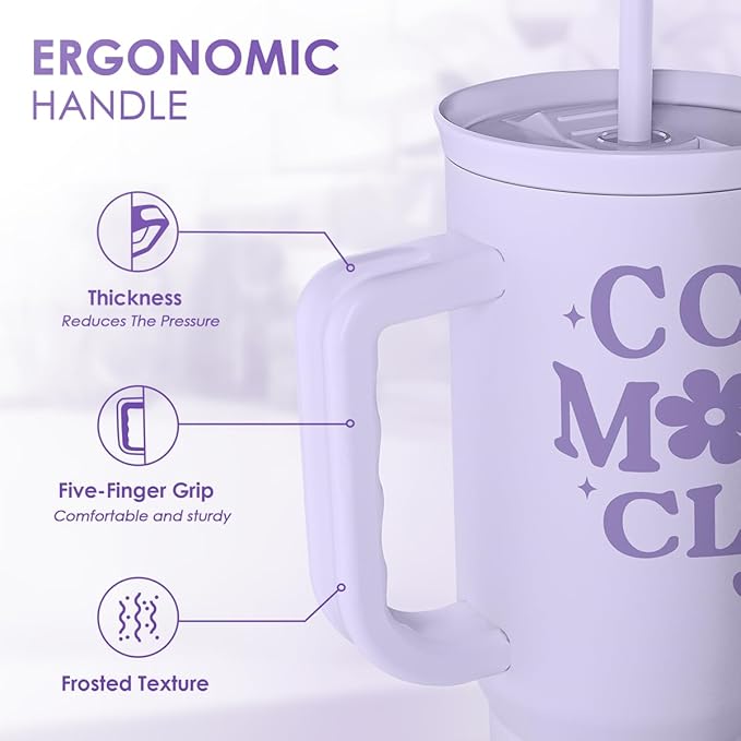 SANDJEST Gift for Mom - Cool Mom Club Stainless Steel Tumbler with Handle, Travel Coffee Mug for Moms - Gifts for Birthday Christmas Mothers Day, 40oz