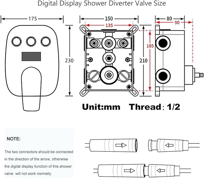 Oil Rubbed Bronze Shower System Set Temperature Display Push Button Shower Faucet with 12 inch and 8 inch Wall Mount Full Body Shower Head and Handheld Shower