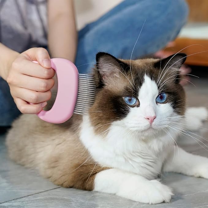 Cat Comb Pet Short Long Hair Removal Massaging Shell Comb Soft Deshedding Brush Grooming And Shedding Matted Fur Remover Massage Dematting Tool For Dog Puppy Rabbit (Blue)