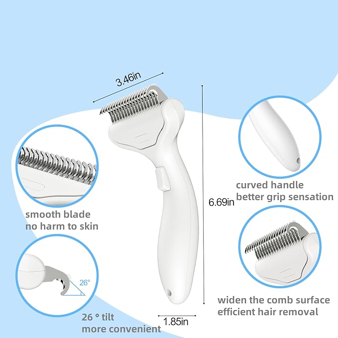 Undercoat Rake for Dogs & Cats, Deshedding Brush for long haired pets,Dog Brush for Shedding with Release Button,Best Cat Undercoat Brush&Deshedding Tool for Grooming
