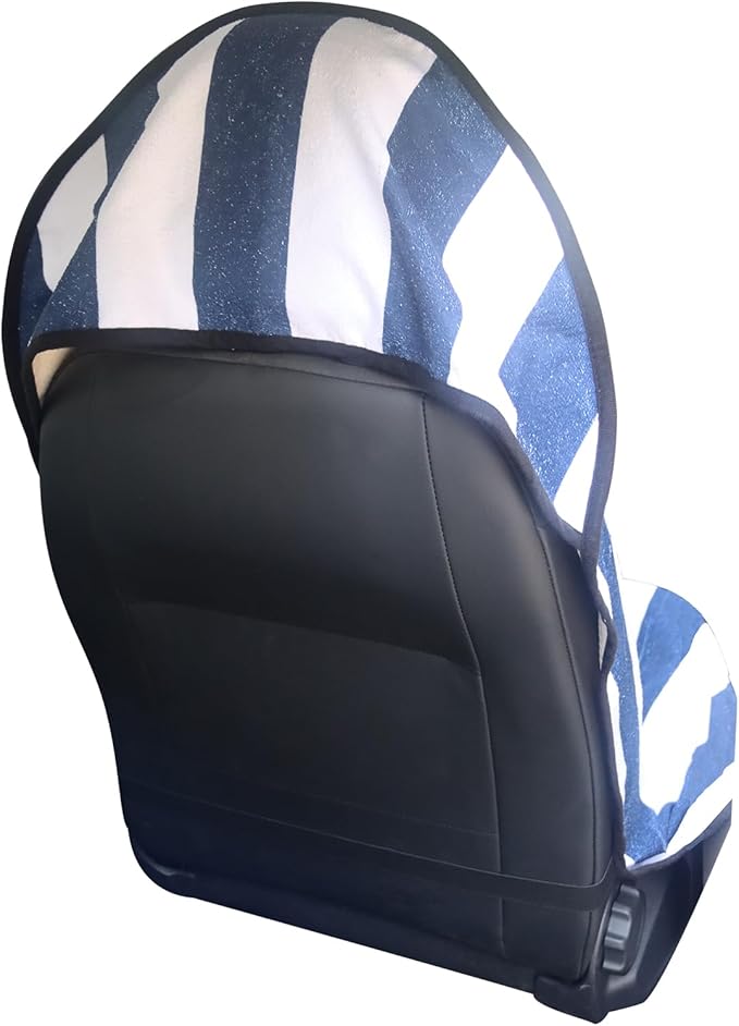 Car Seat Cover Protector Front Seats,for Gym Workout,Running,Swimming,Beach and Hiking,Waterproof Sweat Towel Bucket Seat Covers for Cars SUV Trucks (Blue Stripe, 2Pcs)