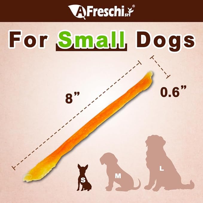 Afreschi Natural Turkey Tendon Strip 10 Units/Box, All Natural Human Grade Puppy Chew, USA-Sourced Turkey Tendon, Hypoallergenic, Easy to Digest, Rawhide Alternative