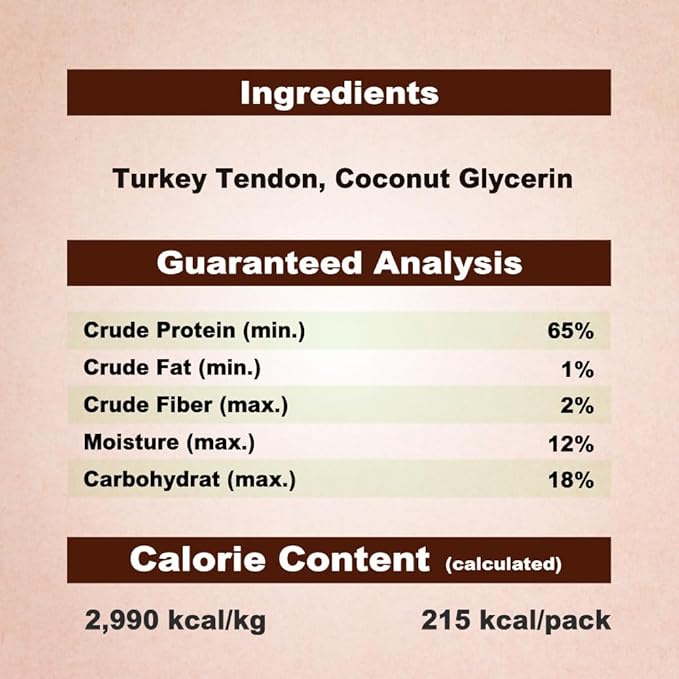 Afreschi Natural Turkey Tendon Rope (L) 1 Unit per Pack, Dog Treats for Signature Series, All Natural Human Grade Puppy Chew, USA-Sourced Turkey Tendon, Hypoallergenic, Rawhide Alternative