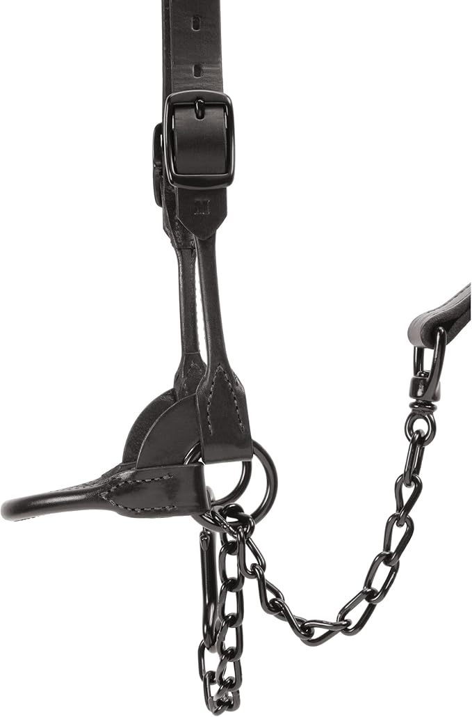 Weaver Livestock Leather Magic Show Cattle Halter, Adjustable, Modern Style Cow Calf Halter, Livestock Handling Equipment for Showing, Black