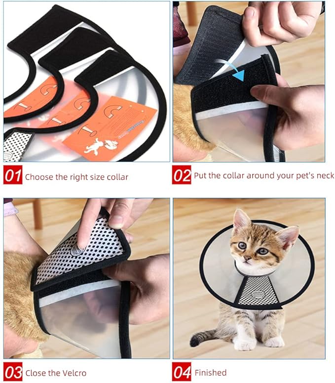 Plastic Pet Recovery Collars & Cones for Dogs and Cats After Surgery Adjustable Dog Neck Cone Surgical Elizabeth E-Collar Prevent Biting and Stop Licking Wound (M)