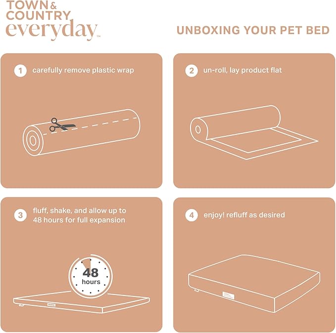 TOWN & COUNTRY EVERYDAY CuddleTown Comfy Solid Bolster Sofa Pet Bed, Supportive & Calming Egg Crate Foam, Non-Slip Bottom, Machine Washable Cover, Blue, Medium 28"x23"x8"