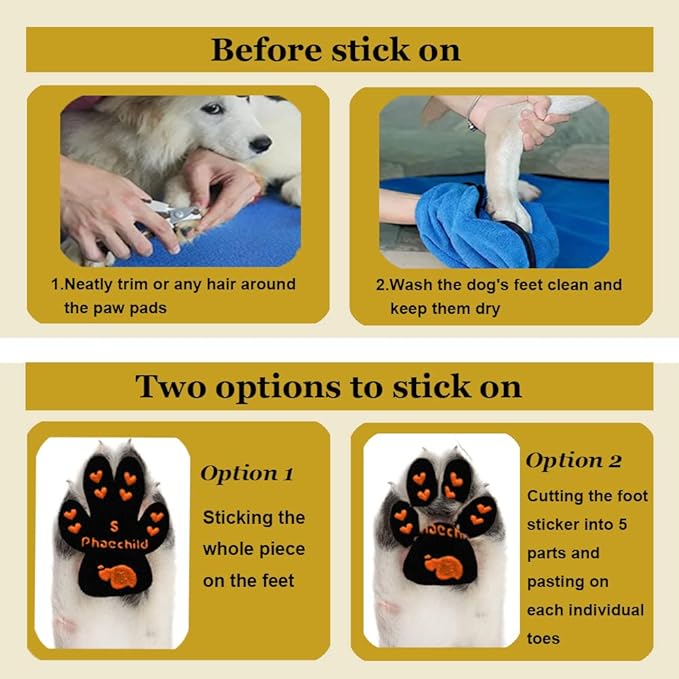 Dog Paw Pads Anti-Slip Grips,Dog Paw Protectors for Senior Dogs on Hot Pavement,Provides Traction to Keep Them from Slipping on Smooth Floors 20 sets-80 Pads Black S