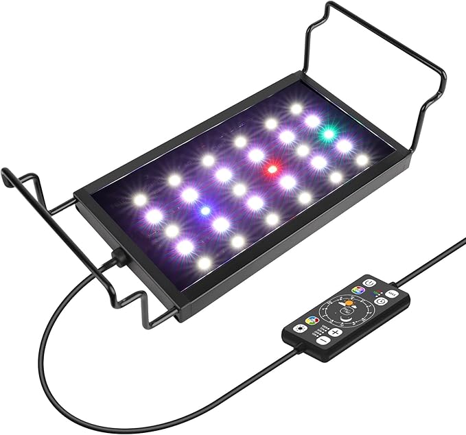hygger 0.5-3 Gallon Small Aquarium LED Light for Fish Tank Full Spectrum Lighting with 24/7 Day-Night Cycle & Auto On/Off Timer, Adjustable Brightness, 7 Colors Options, Extendable Bracket Plant Light