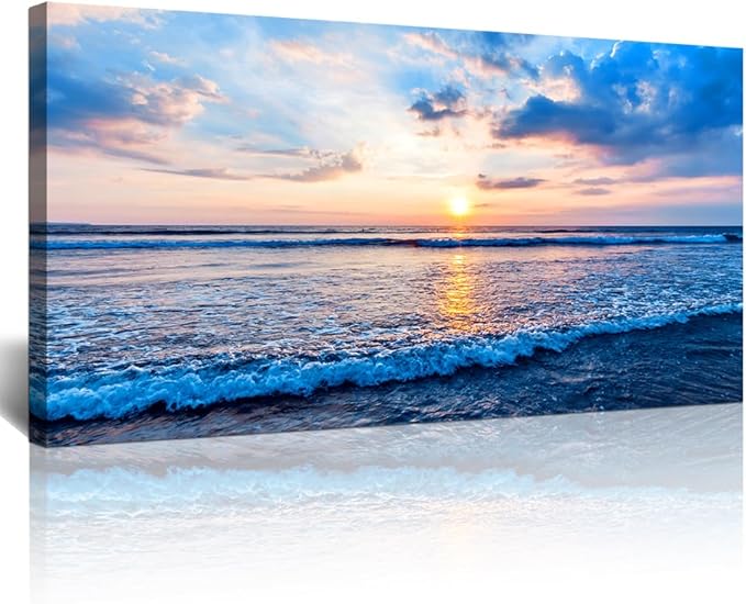 Lapremoly Blue Ocean Wall Painting Canvas Art For Living Room, Office, Bedroom - Large Wall Decor - Ready To Hang