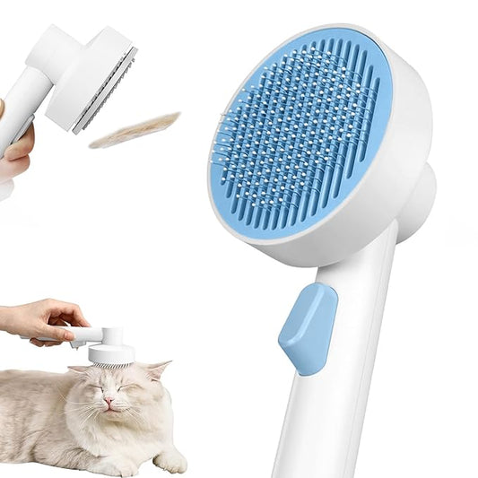 Self Cleaning Slicker Cat Brushes for Indoor Shedding Short Haired Dogs Grooming Supplies for Long Hair Pet Comb Essentials Tools for Pitbulls Removes Matted Fur and Loose Undercoat Set (Sky Blue)