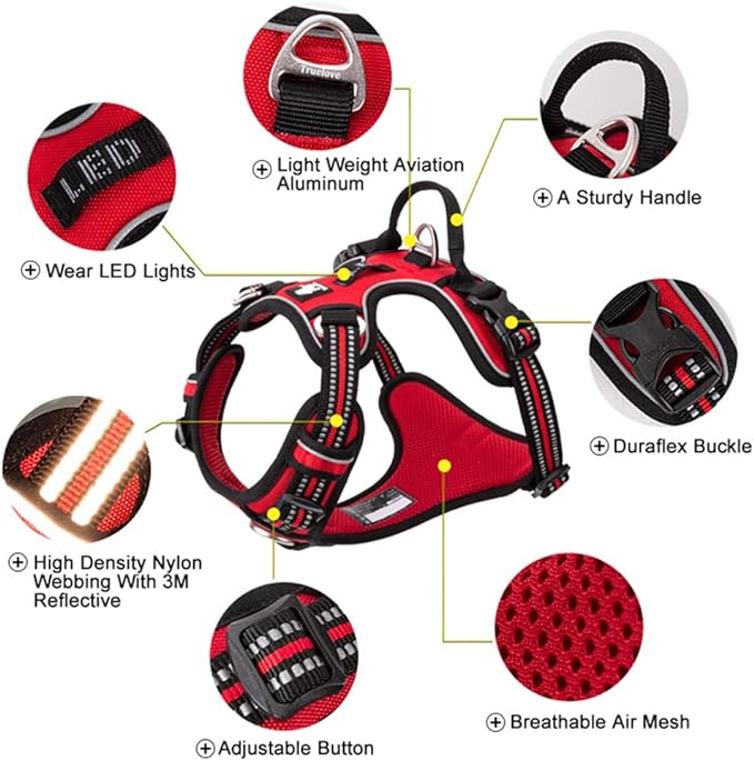 TRUE LOVE Dog Harness No Pull Nylon Reflective Pet Harness Adjustable Comfortable Control Step-in Brilliant Colors Truelove TLH56512 XS Orange