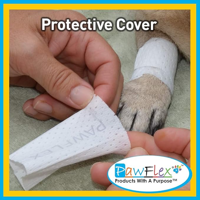 Protective Sleeve Tubular Cover - Bandages - for Dogs Cats and Other Pets First Aid Wound Care Comfortable Non-Adhesive Breathable & Water Resistant 12 Strips (yields 24-36 Covers)-(Large)