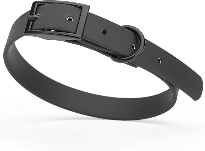 Dogline Biothane Waterproof Dog Collar Strong Coated Nylon Webbing with Black Hardware Odor- Proof for Easy Care Easy to Clean High Performance Fits Small Medium or Large Dogs, Cherry Red