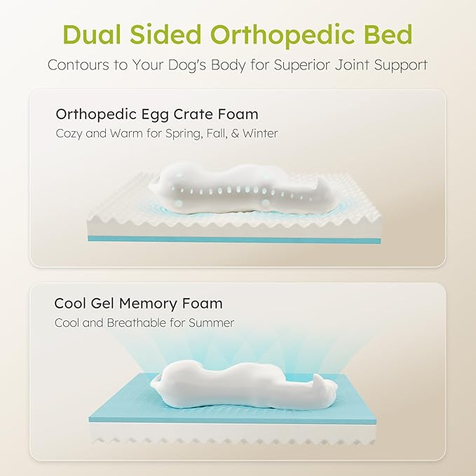 Jumbo Dog Bed for Extra Large Dogs, Orthopedic Dog Bed with Cooling Gel Memory Foam, Waterproof Pet Bed with Removable Washable Cover, 45" Pet Sofa Couch Dutch Velvet with Bone Toy, Dark Gray
