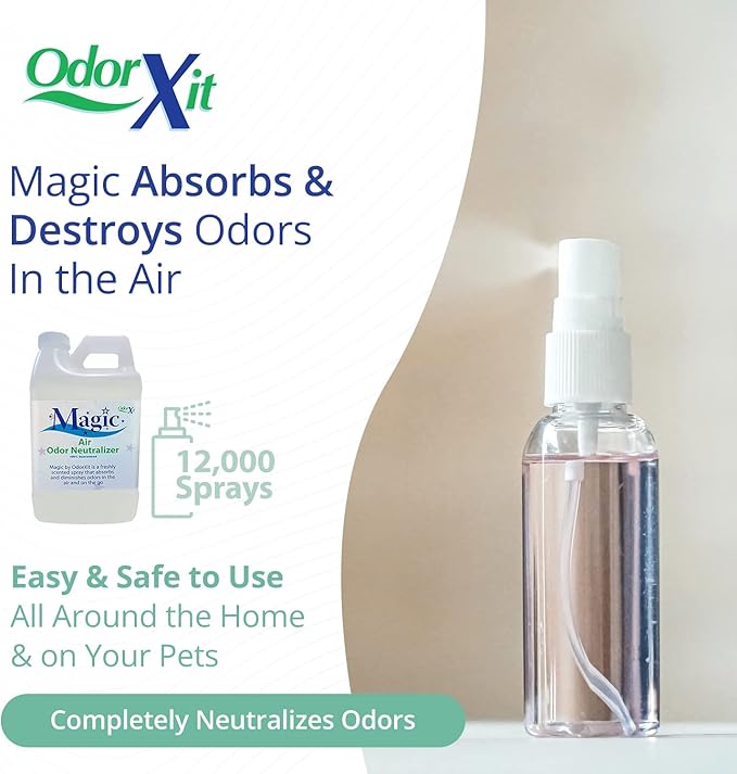 Magic Air Odor Neutralizer Spray, Powerful Dog & Cat Urine Odor Neutralizer, Safe Air Refresher for Home, Safe Odor Absorber for Pet, Closet & Any Strong Odor Remover, 64oz