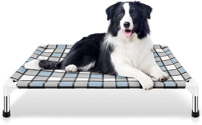 Elevated Outdoor Raised Dog Bed Outdoor Dogs Bed Lifted Pet Bed Dog Cot for Medium Pet Taste Life, Start with A Pet Bed 34'' x 26'' x 6.5''