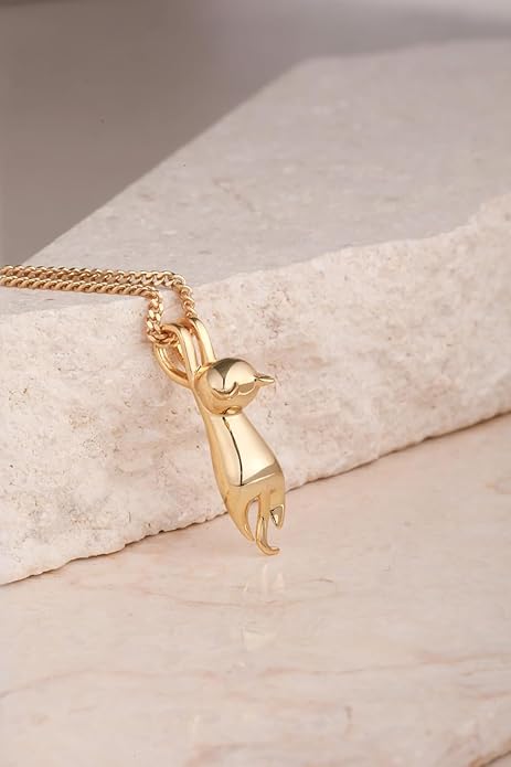 S.Leaf Sterling Silver Cat Necklace - Kitten Jewelry for Women, Cat Mom Gifts
