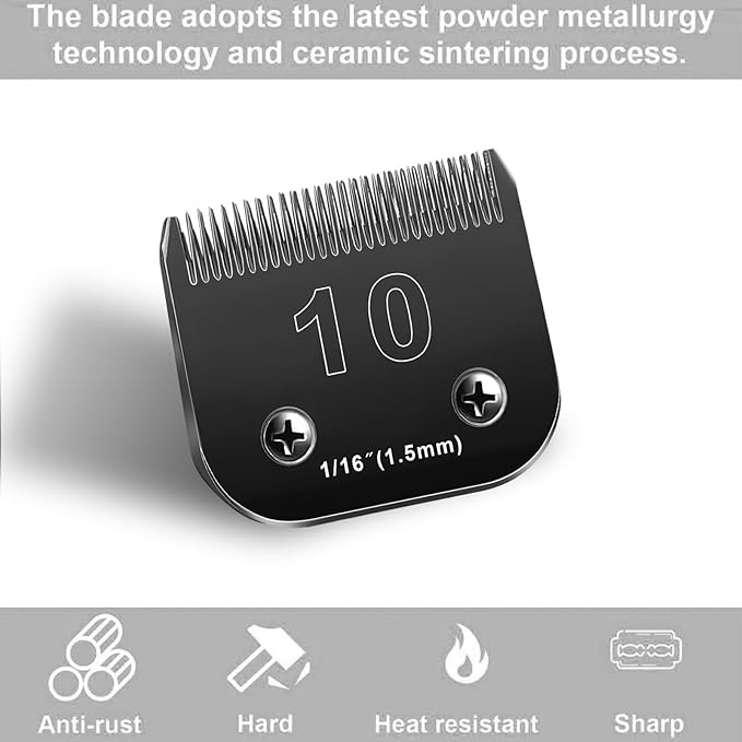 10 Blades Dog Grooming Blades Compatible with Andis/Oster A5/Wahl KM-10 Series Dog Clippers,Detachable Clipper Replacement Blade,Black (6PCS Black-#10+30+3FC+4FC+5FC+7FC)