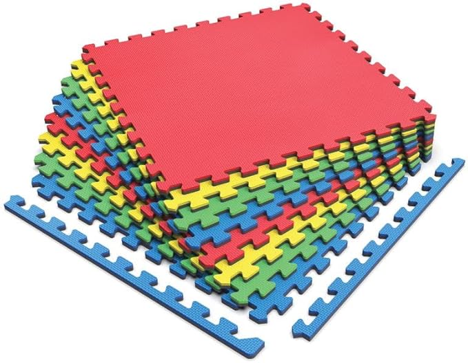 Norsk Reversible Kids Puzzle Play Mats 1/2" Thick EVA Interlocking Foam Tiles (Multicolor/Black 40 Tiles - 160 sq. Ft. 1/2" Thick)