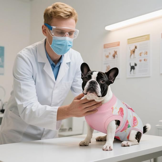Kuoser Recovery Suit for Dogs Cats After Surgery, Professional Pet Recovery Shirt Dog Abdominal Wounds Bandages, Substitute E-Collar & Cone,Prevent Licking Dog Onesies Pet Surgery Recovery Suit