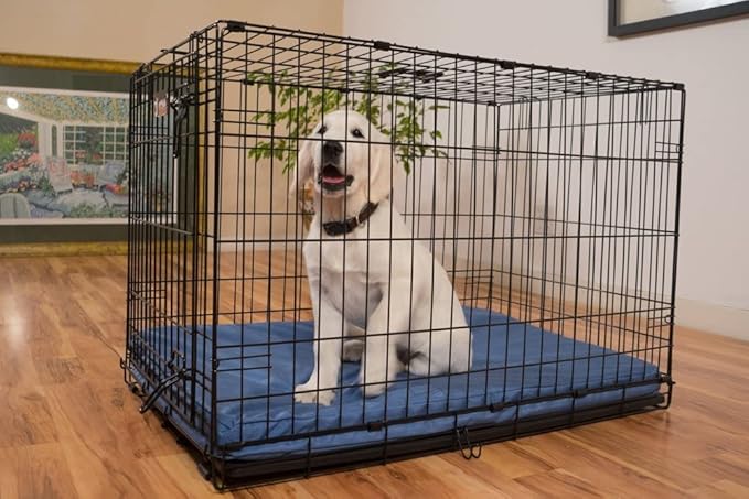 K9 Ballistics Tough Ripstop Orthopedic Dog Crate Bed - Durable Pad with Washable Cover, for Wire Crates, Tie-Downs Included, Size: XX-Large 53"x36", Light Gray Velvet