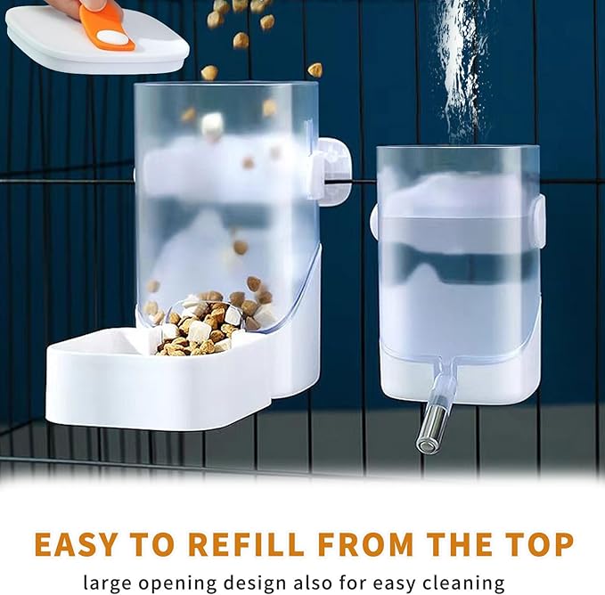 Guinea Pig Food Water Dispenser, Bunny Food and Water Bowl Set for Cage, Small Aniaml Dish for Rabbits, Ferrets, Rats, Squirrels