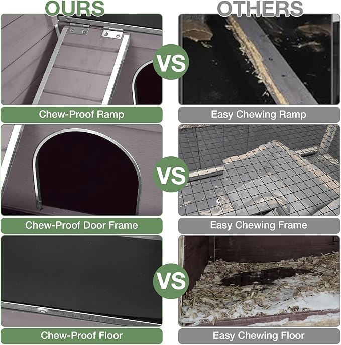 Guinea Pig Cage with Wooden Stand - Hamster Cage, Small Animal Cage Anti Chew Ramp, Hideout, Platform, Pull Out Tray (Grey, L)