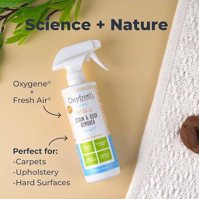 Oxyfresh Advanced Pet Stain Remover & Urine Odor Eliminator – Fast Acting Pet Odor Eliminator for All Surfaces - Best Way to Remove Stains - Dog & Cat Urine Neutralizer