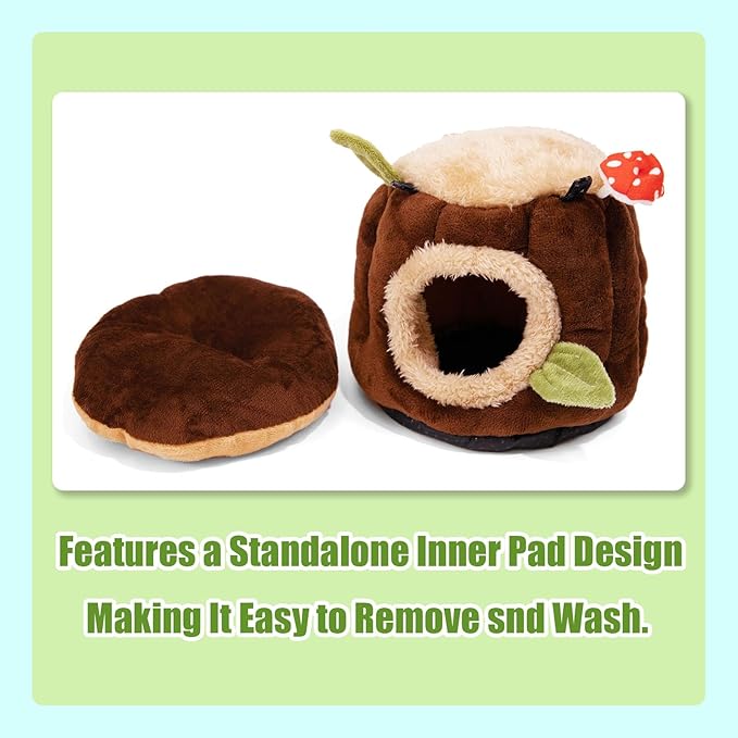 Guinea Pig Hideout Hamster Cage Accessories,Stump Style Soft Washable Hedgehog,Ferret,Rat Hammock for Cage,Chinchilla,Ferret, Bunny Bed,Small Animal Houses & Habitats(L)