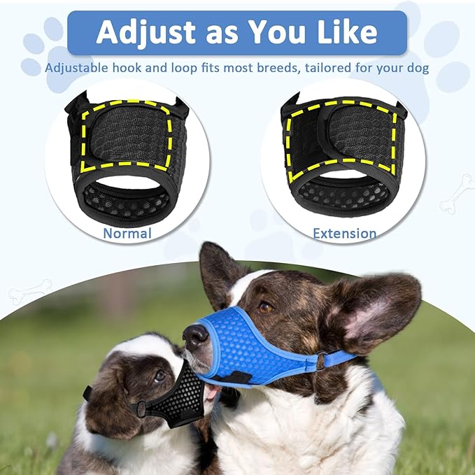 LUCKYPAW Dog Muzzle, Soft Muzzles for Large Medium Small Dogs to Prevent Biting Chewing with Ring and Adjustable Strap for Vet Visit Training (Black, XS)