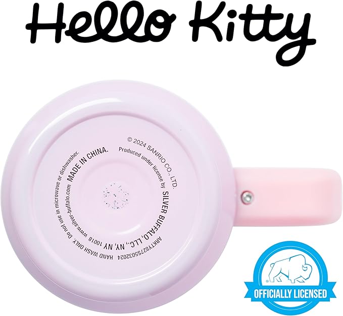 Silver Buffalo Sanrio Hello Kitty Christmas Holiday Dress and Matching Bow Snowflakes Stainless Steel Tumbler with Handle and Straw, Fits in Standard Cup Holder, 40 Ounces