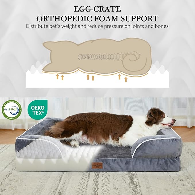 Comfort Expression Small Dog Beds Waterproof Cat Beds Orthopedic Foam Sofa Beds for Small Dogs Comfy Pet Bed with Washable Removable Cover & Non-Slip Bottom(XX-Small,Dark Grey)