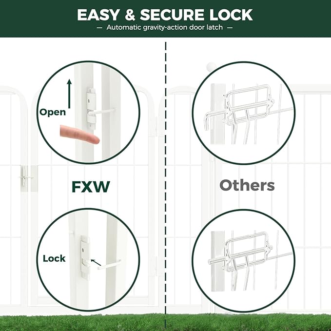 FXW Rollick Unleashed Dog Playpen for Indoor, Yard, RV Camping, 32 inch 32 Panels for Small and Medium Dogs, White│Patented