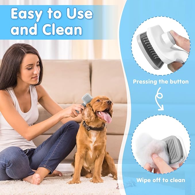 Cat Grooming Brush, 9PCS Dog Brush Kit with Pet Nail Clipper and File, Deshedding Brush for Cats, Cats Dog Shedding Brushs for Small Large Pets, Includes Flea Comb, Bath Brushs,Undercoat Rake (Grey)