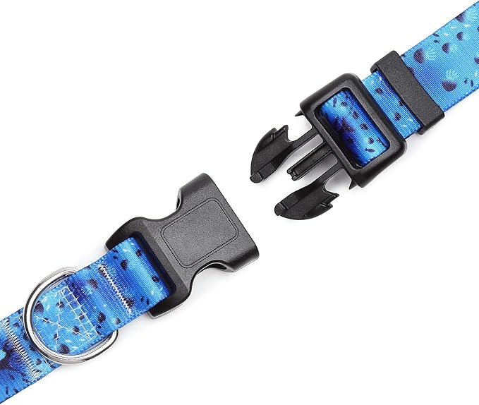 Mercano Adjustable Dog Collar - Special Design Patterns, Soft Nylon Comfortable Durable Pet Collar for Small Medium Large Dogs (L, Blue Ocean)