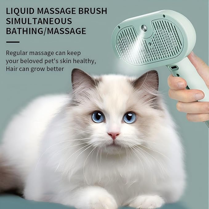3-in-1 Steam Brush for Cats - Self Cleaning Cat Brush with Anti-Static & Shedding Control, Rechargeable Pet Grooming Tool for Long/Short Hair Cats & Dogs(Pink)