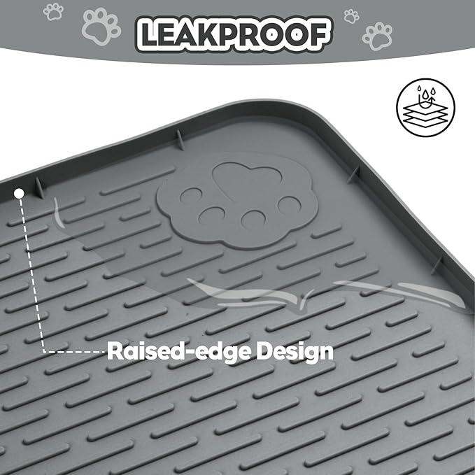 Cat Litter Mat, Extra Large 40" x 28" Silicone Mat Litter Trapping Mat for Scatter Control, Soft on Kitty Paws, Easy to Clean (Dark Gray)