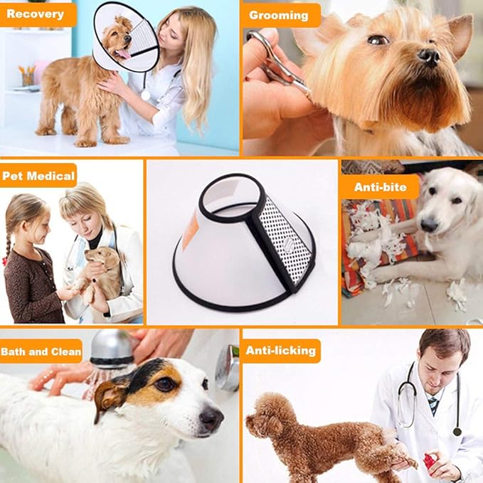 2 Pack Cat Cones to Stop Licking, Cat E Collar Pet Cone for Cats After Surgery, Pet Elizabethan Collar Dog Head Cone Recovery Cone for Most Cats & Small Dogs (Size L, 5#)