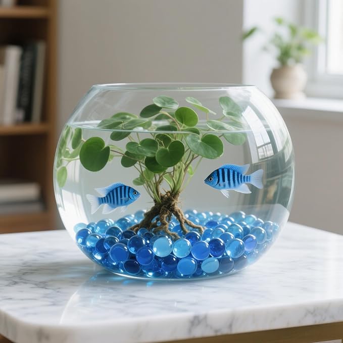 0.96LB Glass Beads Vase Filler Aquarium Gravel Decor Flat Glass Marbles Gems Pebbles Fish Tank Rocks Home Decorative Art Craft - Light Blue