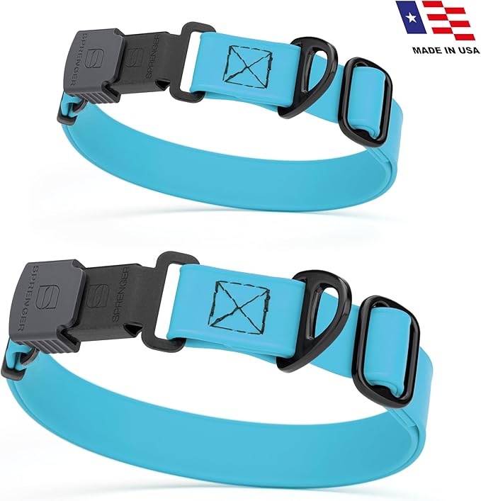 Dogline Biothane Waterproof Dog Collar with Herm Sprenger Black Stainless Steel Quick Release Buckle – Heavy Duty Tactical Durable Collar for Dogs – Comfortable and Safe Pet Collar W1 L15-25 SkyBlue