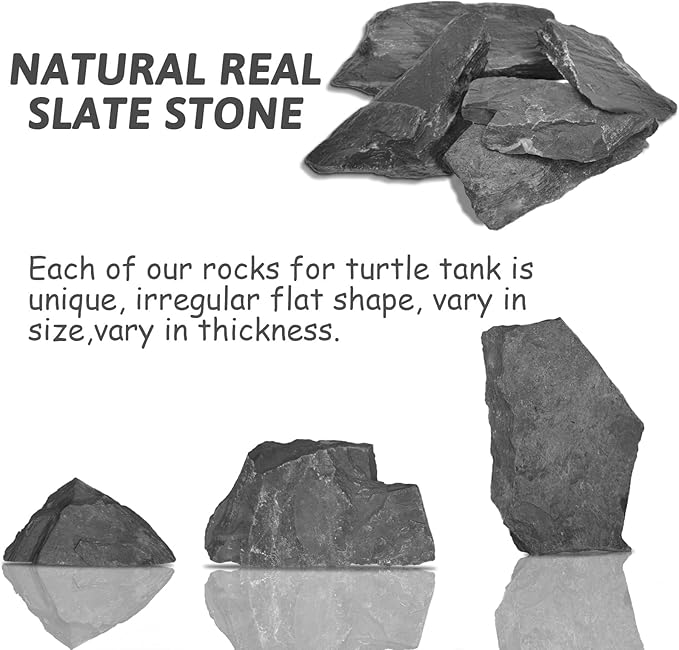 PINVNBY Natural Slate Rock 5lb PH Neutral Aquarium Rocks Aquariums Stones for Aquascaping, Landscaping Model, Reptile & Amphibian Enclosures, Tank Decoration