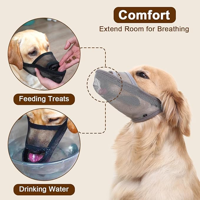 Crazy Felix Nylon Dog Muzzle for Small Medium Large Dogs Dachshund Beagle Poodle Labrador, Air Mesh Breathable and Drinkable Pet Mouth Guard for Anti-Biting Chewing Scavenging (Black,XS)