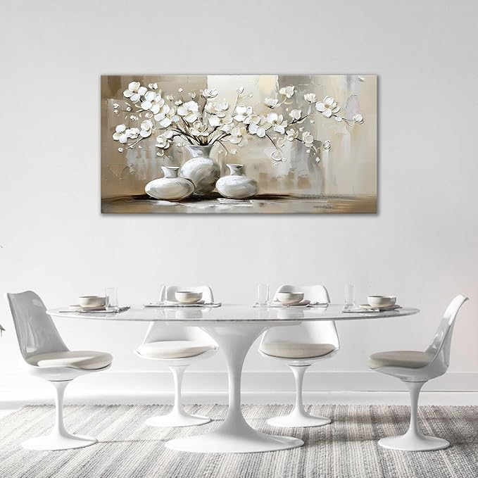 Large Farmhouse Wall Art Country Flower Canvas Living Room Floral Abstract Pictures Framed Prints Oversize Wall Decor Painting Artwork for Bedroom Dining Home 60"x30"